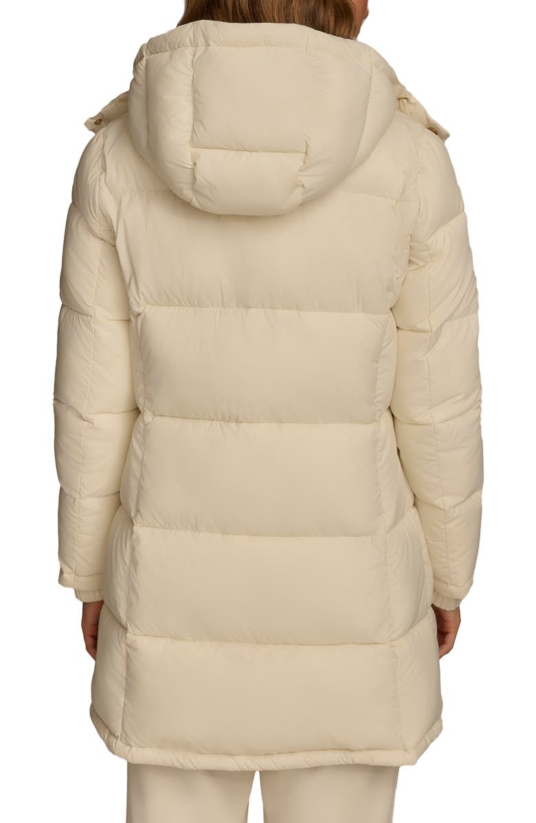 Donna Karan New York Hooded Ribbed Trim Puffer Jacket, Alternate, color, Cream