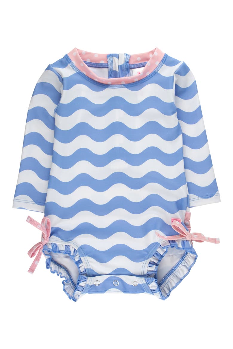 Kids' Periwinkle Long Sleeve One-Piece Rashguard Swimsuit, Main, color, BLUE
