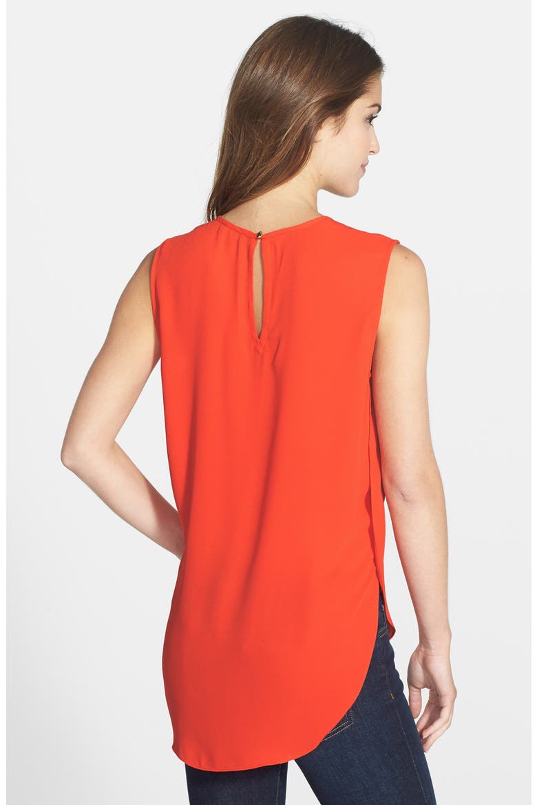 Center Pleat Sleeveless Blouse, Alternate, color, POPPY