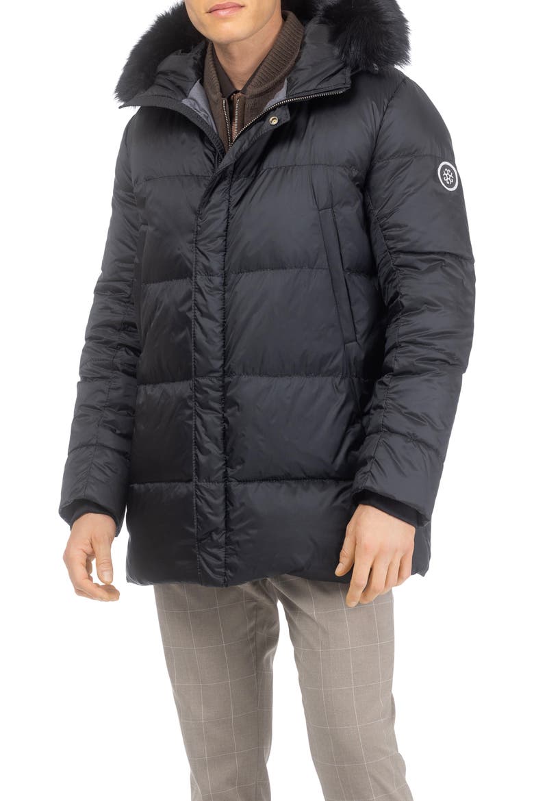 Men's Apres-Ski Parka, Detachable Toscana Lamb Hood Trim, Alternate, color, Black/Black
