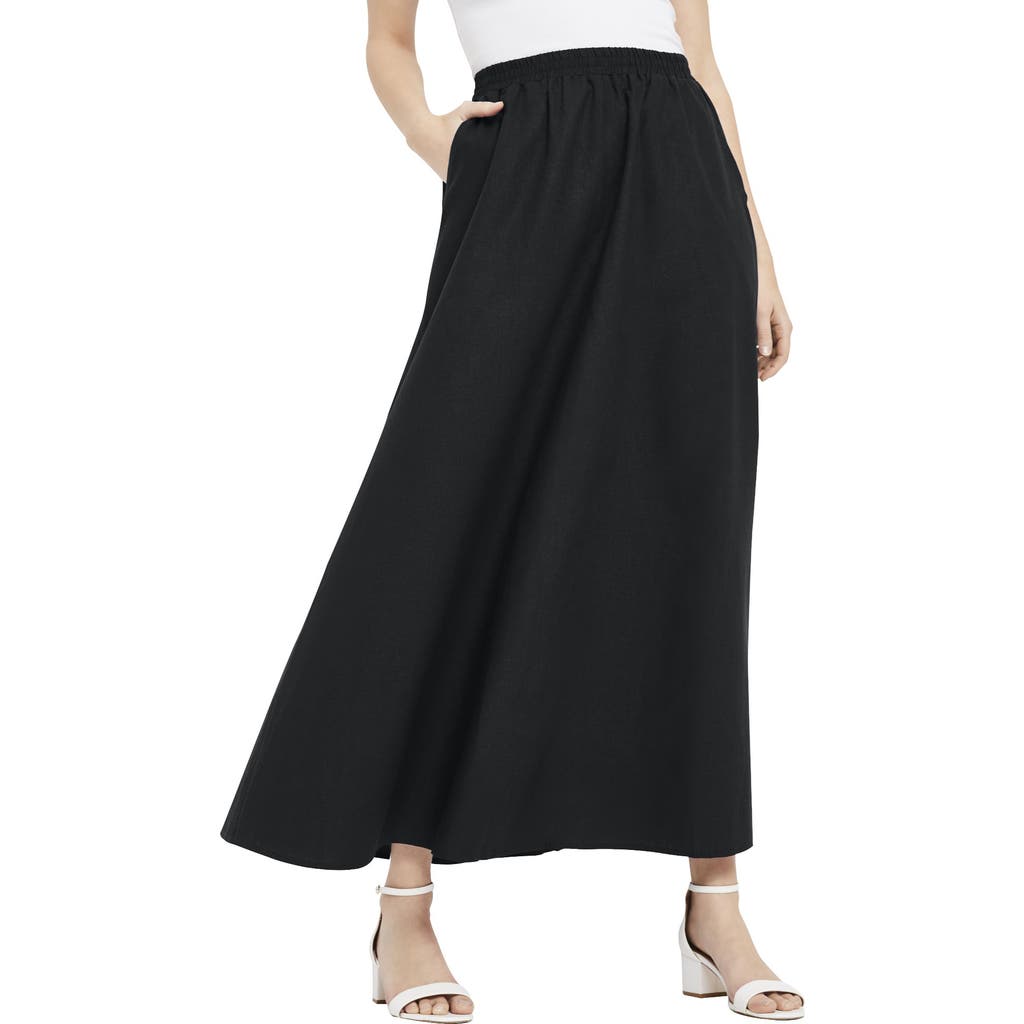 Jessica London Soft Ease Midi Skirt In Black