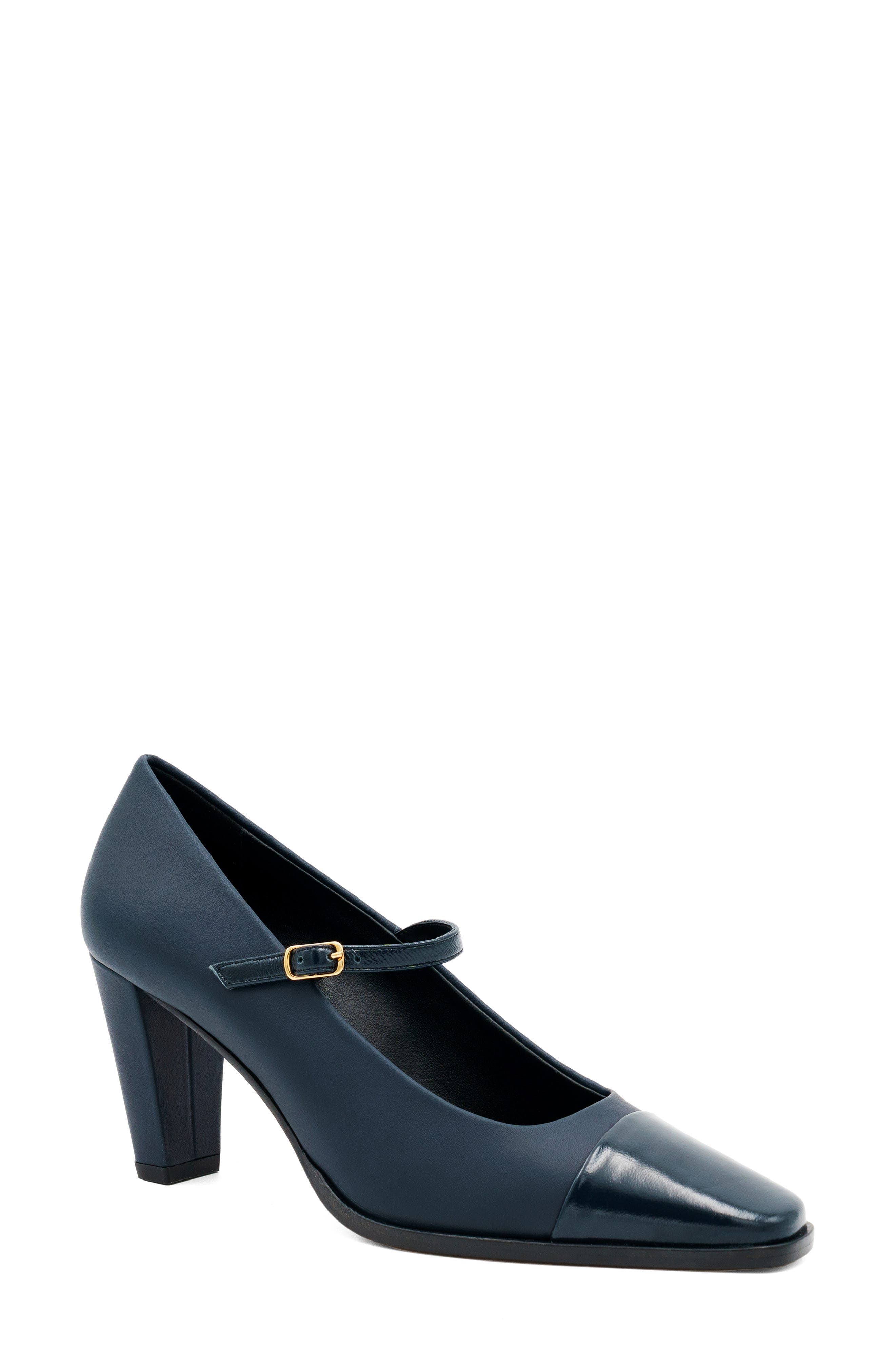 Felino Leather Mary Jane Pump, Main, color, NAVY