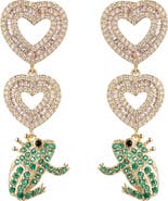 EYE CANDY LOS ANGELES Pavé Cubic Zirconia Heart & Frog Prince Drop Earrings