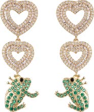 EYE CANDY LOS ANGELES Pavé Cubic Zirconia Heart & Frog Prince Drop Earrings