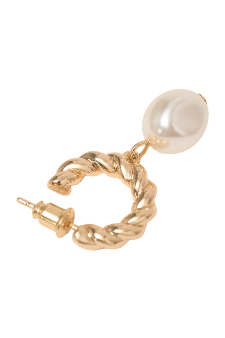 Twisted bead hoop earrings, Alternate, color, Gold