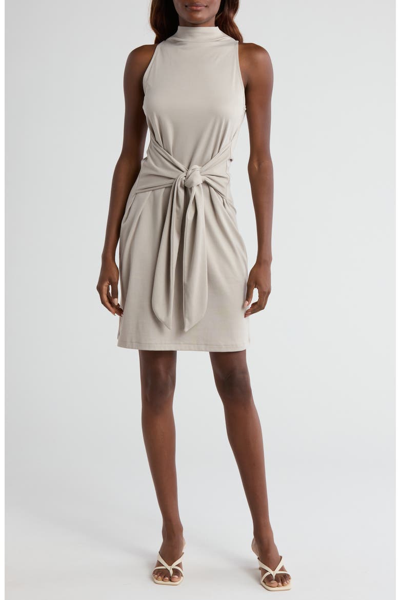Sleeveless Mock Neck Dress, Main, color, PEYOTE