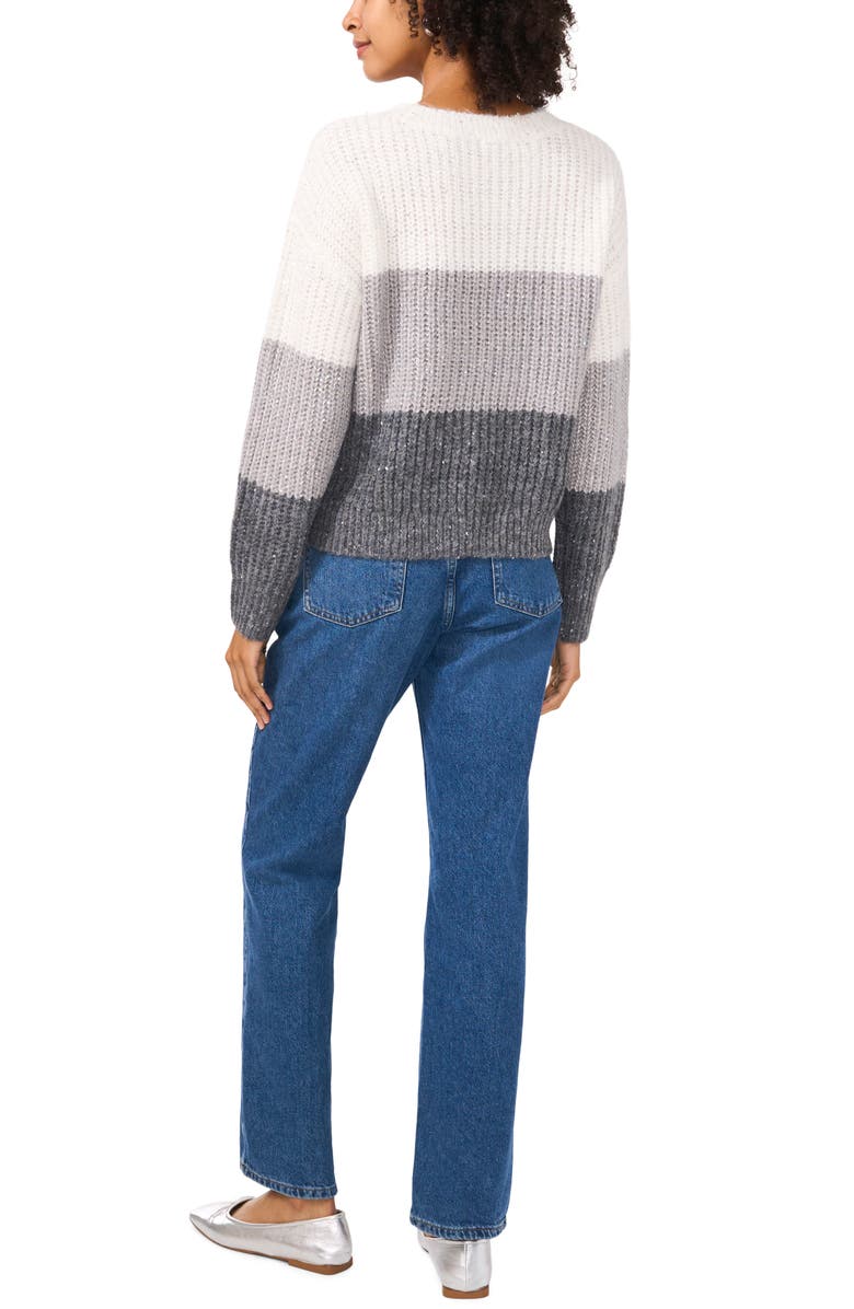 Vince Camuto Sequin Colorblock Stripe Sweater, Alternate, color, New Ivory