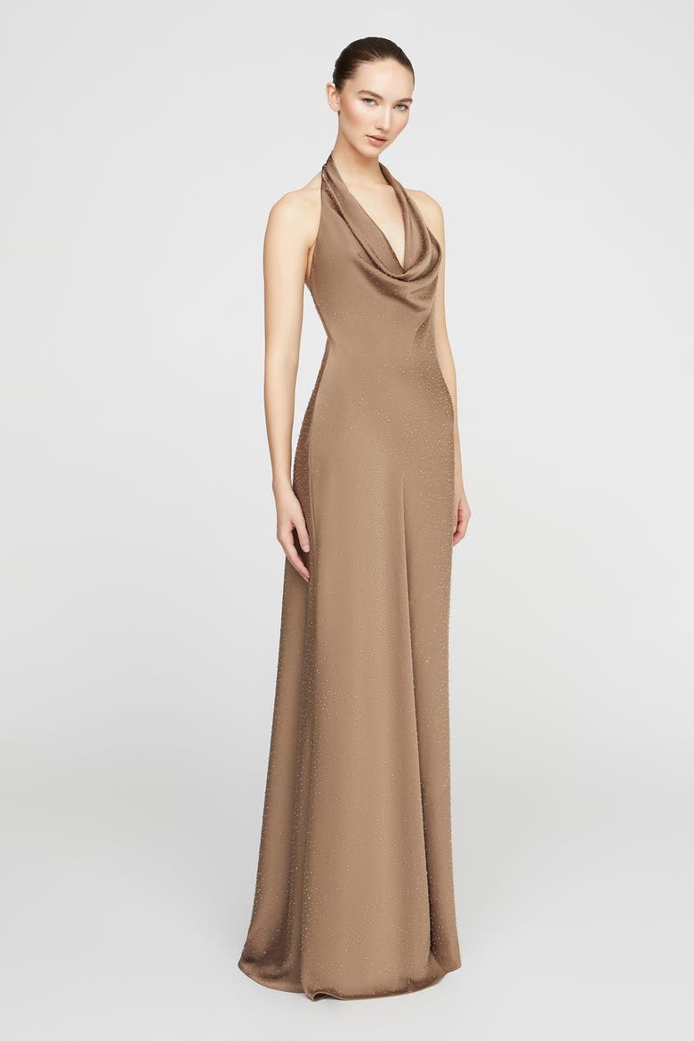 Sid Satin Gown, Alternate, color, Sandstone