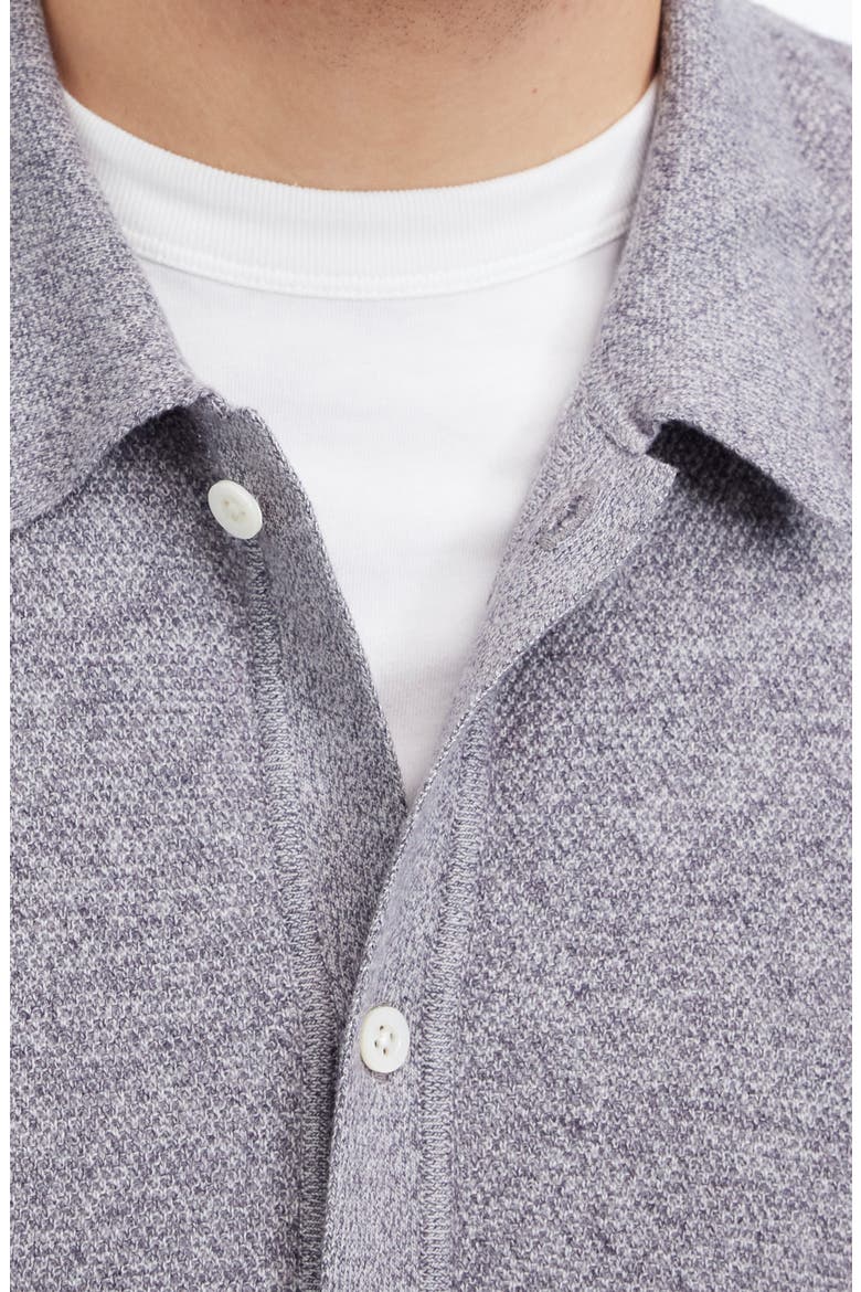 Marled Cotton Button-Up Sweater Polo, Alternate, color, GREY MARL