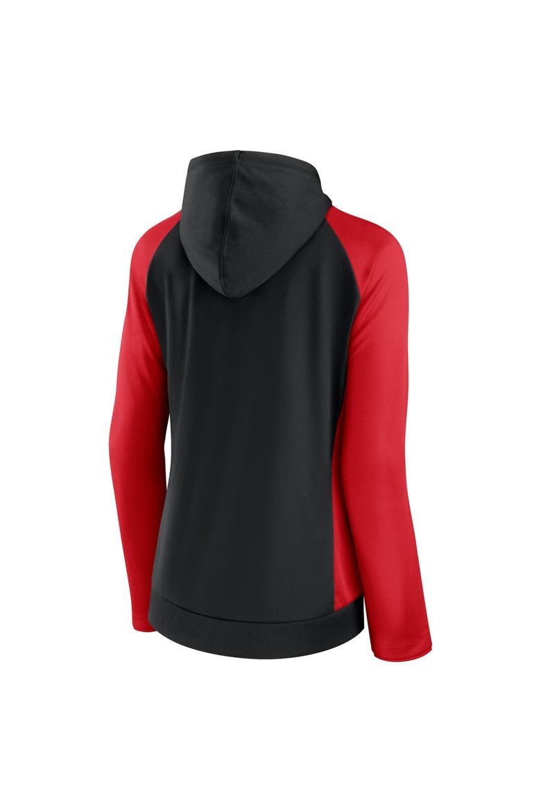 Women's Fanatics Black/Red D.C. United Iconic Raglan Full-Zip Hoodie, Alternate, color, Black
