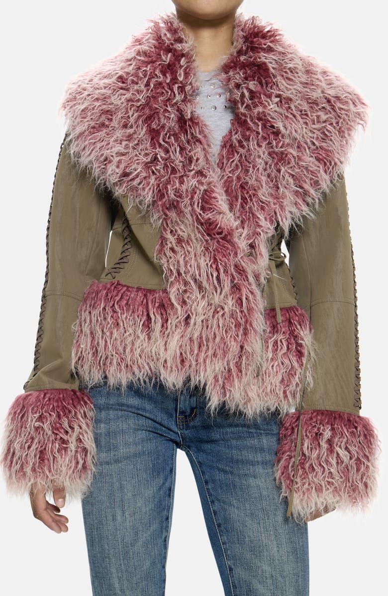 JADED LONDON Faux Fur Trim Faux Suede Jacket, Main, color, Multi