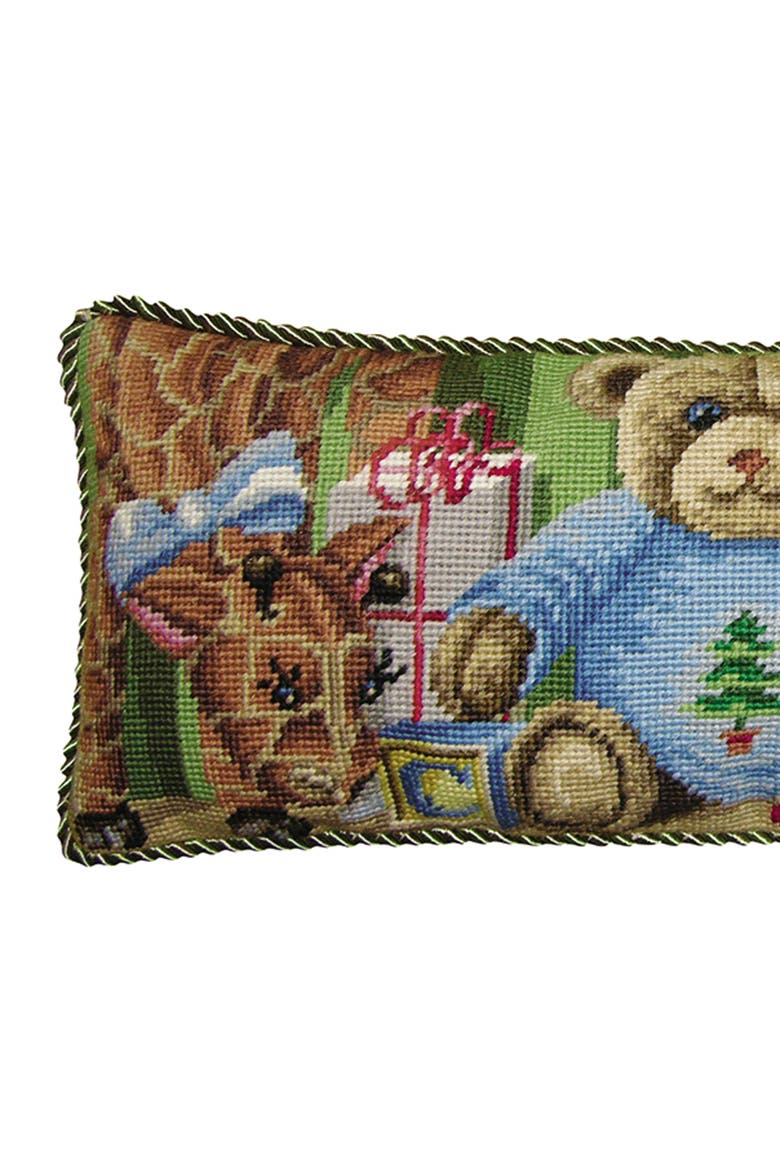 Babies In Toyland Needlepoint Pillow, 8" x 20", Alternate, color, Green