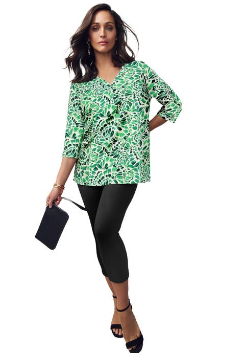 Stretch Cotton Henley Top (Plus)