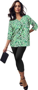 Jessica London Stretch Cotton Henley Top