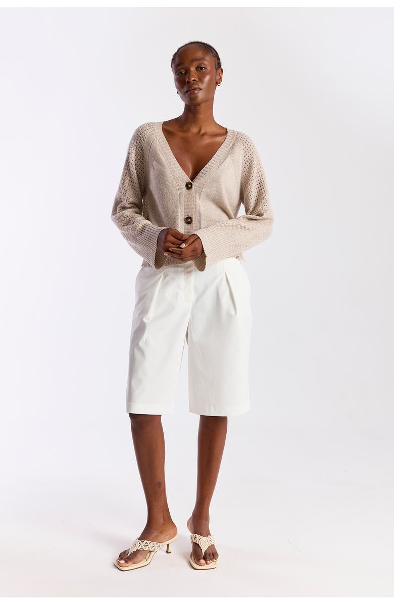 Brodie Pure Cashmere Natalie Deep V 100% Cashmere Cardigan, Alternate, color, Wheat