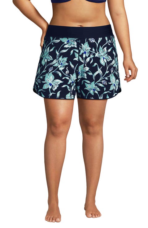 5" Quick Dry Elastic Waist Board Shorts Swim Cover-up Shorts with Panty