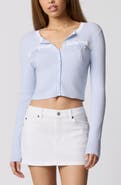 Florence by Mills Baby Bow Rib Knit Button Front Crop Cardigan