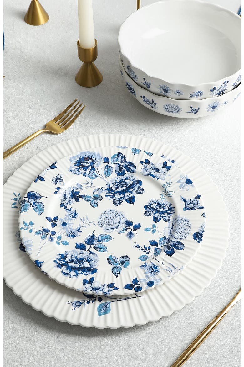 Fiore New Bone China Salad Plate Set of 4, Alternate, color, Blue