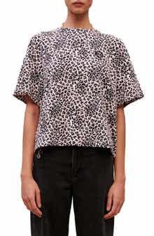 maje Leopard Print Cotton T-Shirt