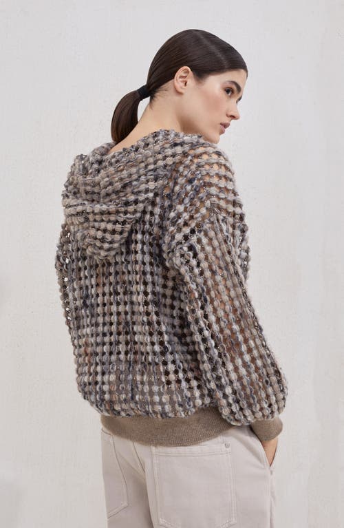 Brunello Cucinelli Balloon Sequin-embellished Zip-up Cardigan In Brown