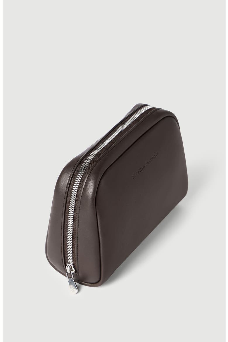 Smooth calfskin slim beauty case, Alternate, color, Brown