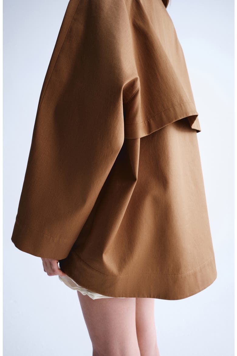 Oversize Funnel Neck Cotton Jacket, Alternate, color, TOBACCO BROWN