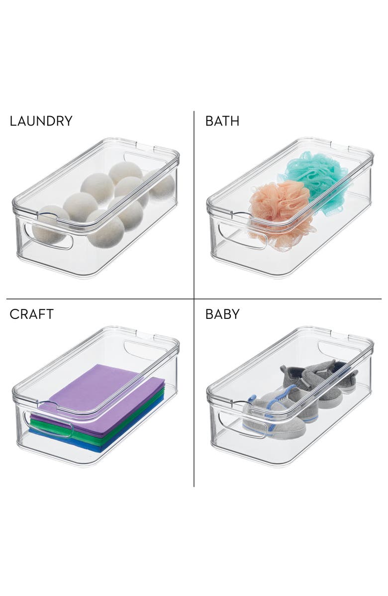 iDesign Stackable Fridge Organizer Bins with Lids - Set of 6 - Clear, Alternate, color, 