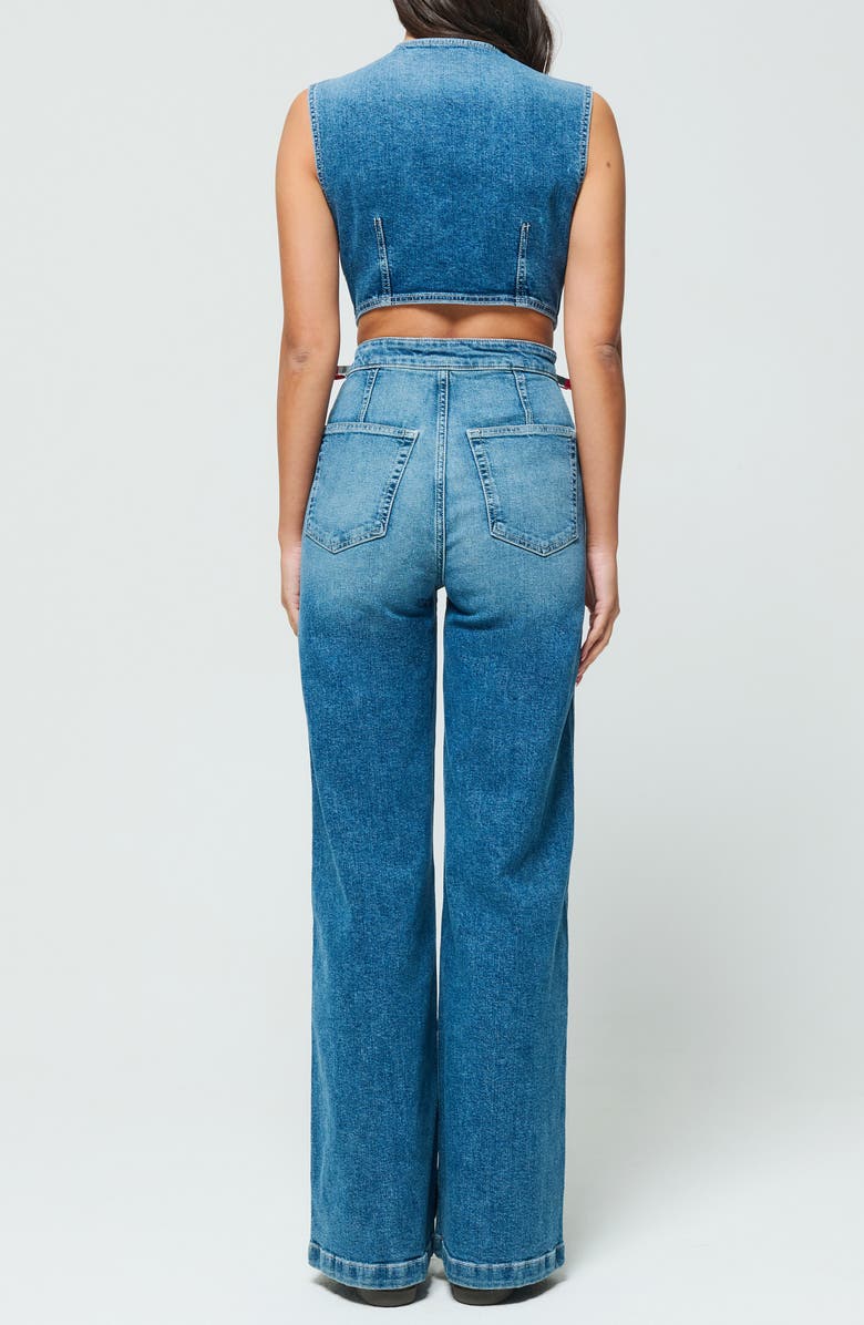 ÉTICA Maelle Sleeveless Back Cutout Denim Jumpsuit, Alternate, color, 