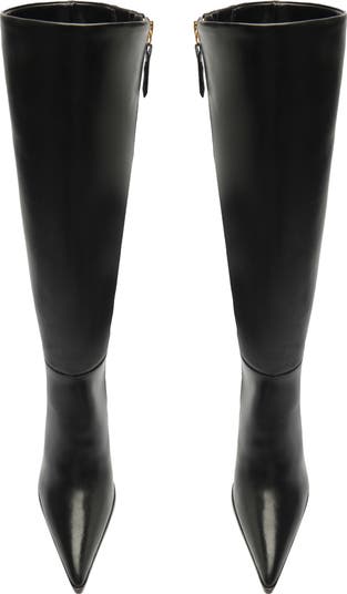 Mikki Up Block Pointed Toe Knee High Boot