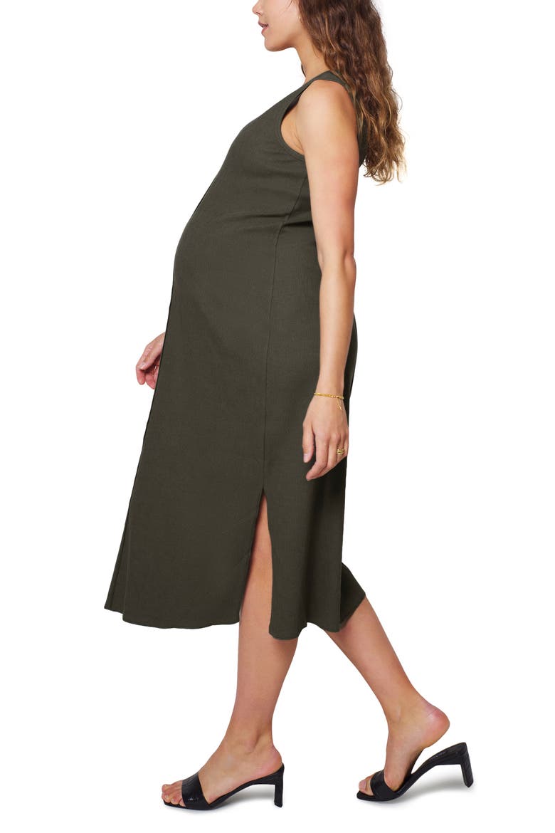 Ingrid & Isabel® Everywhere Midi Column Maternity Dress, Alternate, color, OLIVE