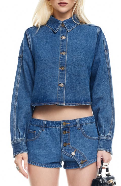 Sundrenched Denim Crop Button-Up Shirt