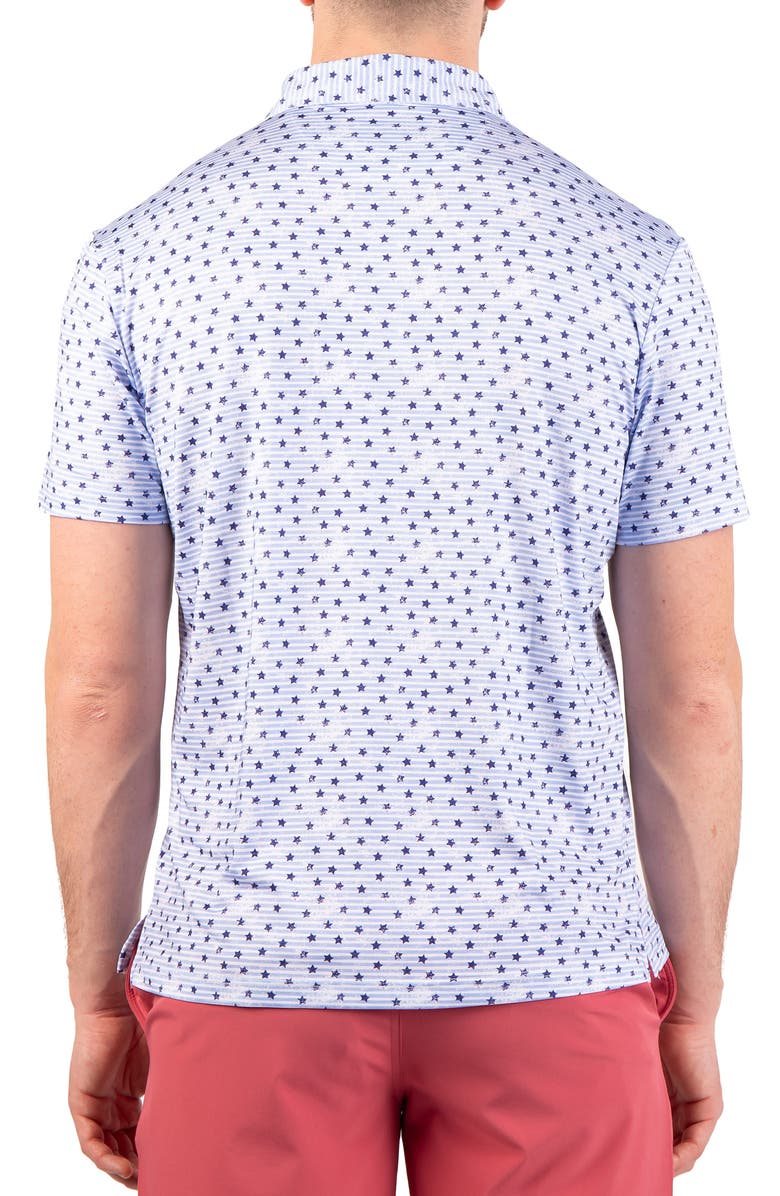 TailorByrd Vintage Stars Print Performance Polo, Alternate, color, Blue