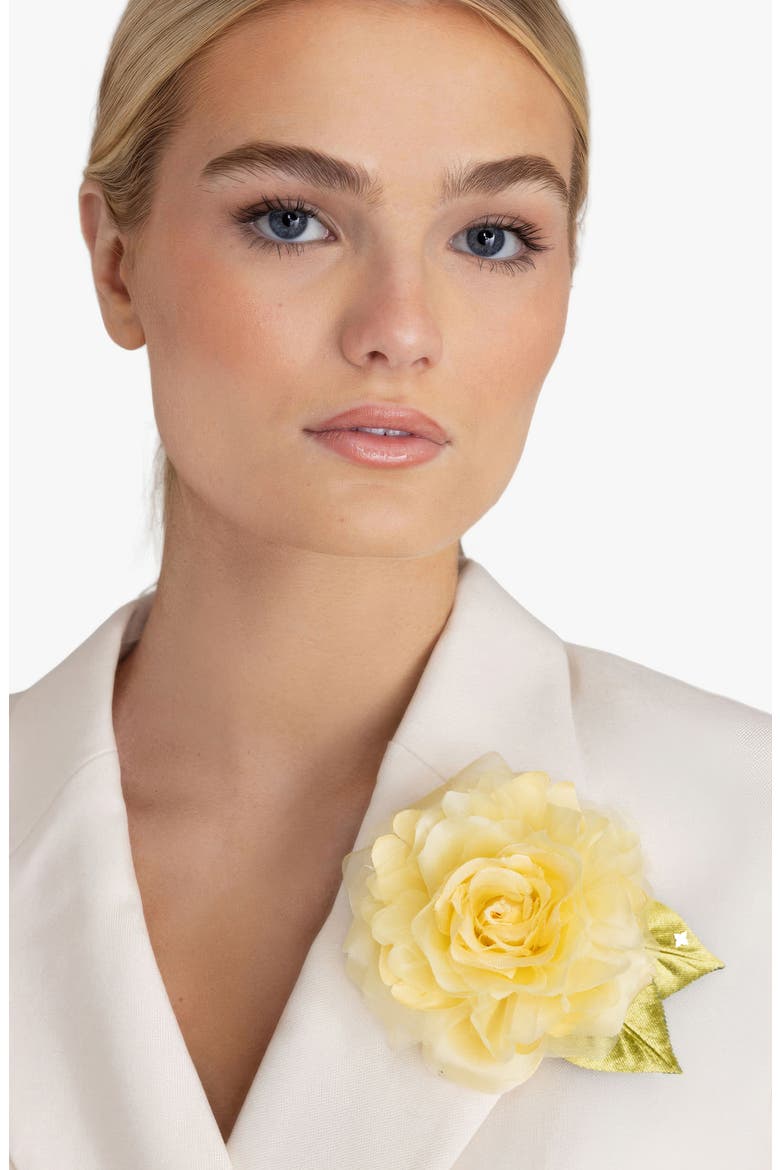 The Small Yellow Rose Floral Brooch, Alternate, color, Yellow