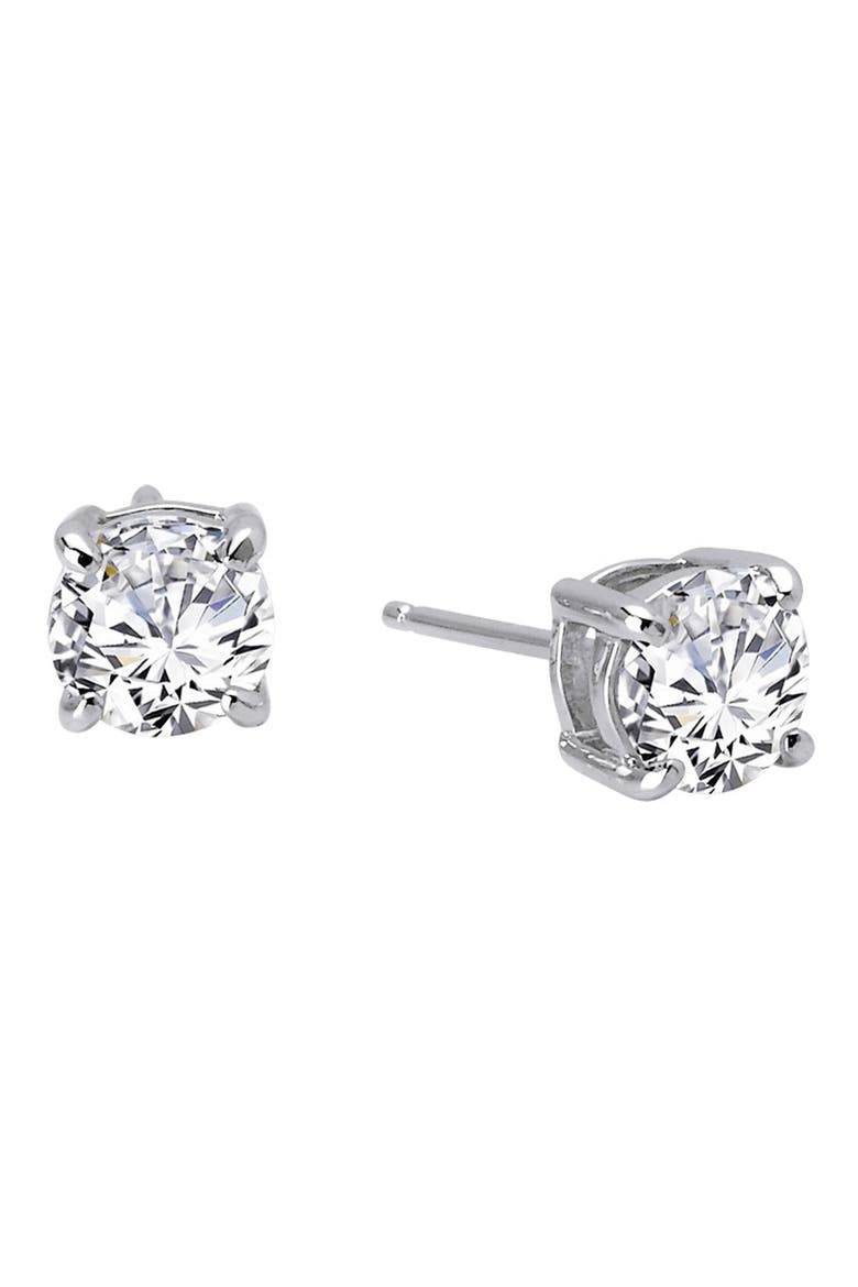 Simulated Diamond Stud Earrings, Alternate, color, SILVER/ CLEAR