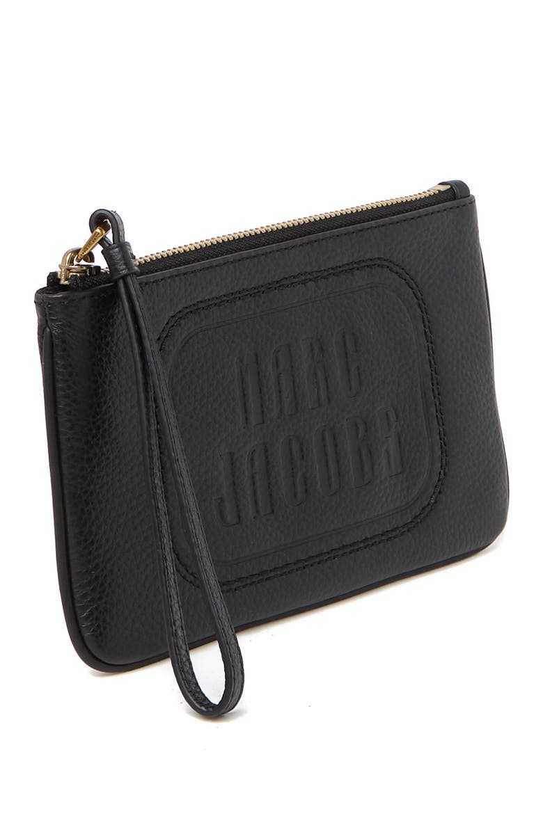 Marc Jacobs The Retro Logo Embossed Leather Wristlet, Alternate, color, 