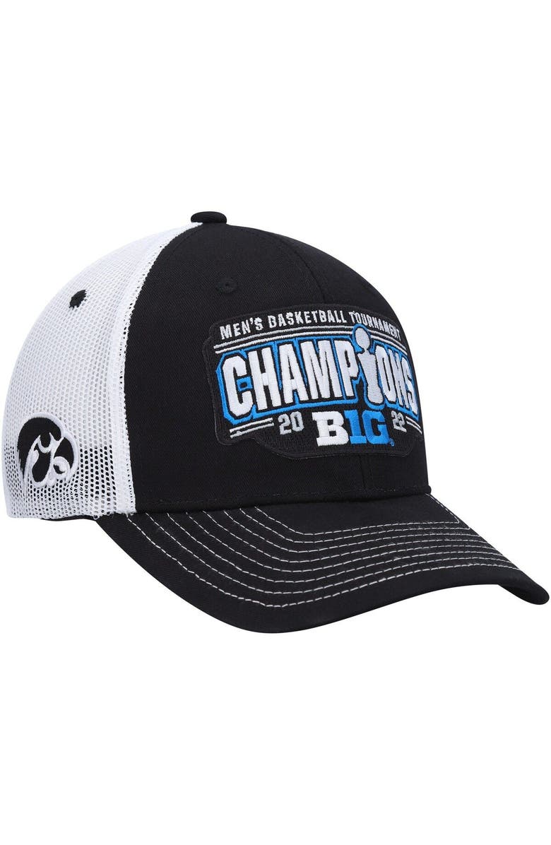 ZEPHYR Men's Zephyr Black/White Iowa Hawkeyes 2022 Big Ten Men's Basketball Conference Tournament Champions Locker Room Adjustable Hat, Main, color, 