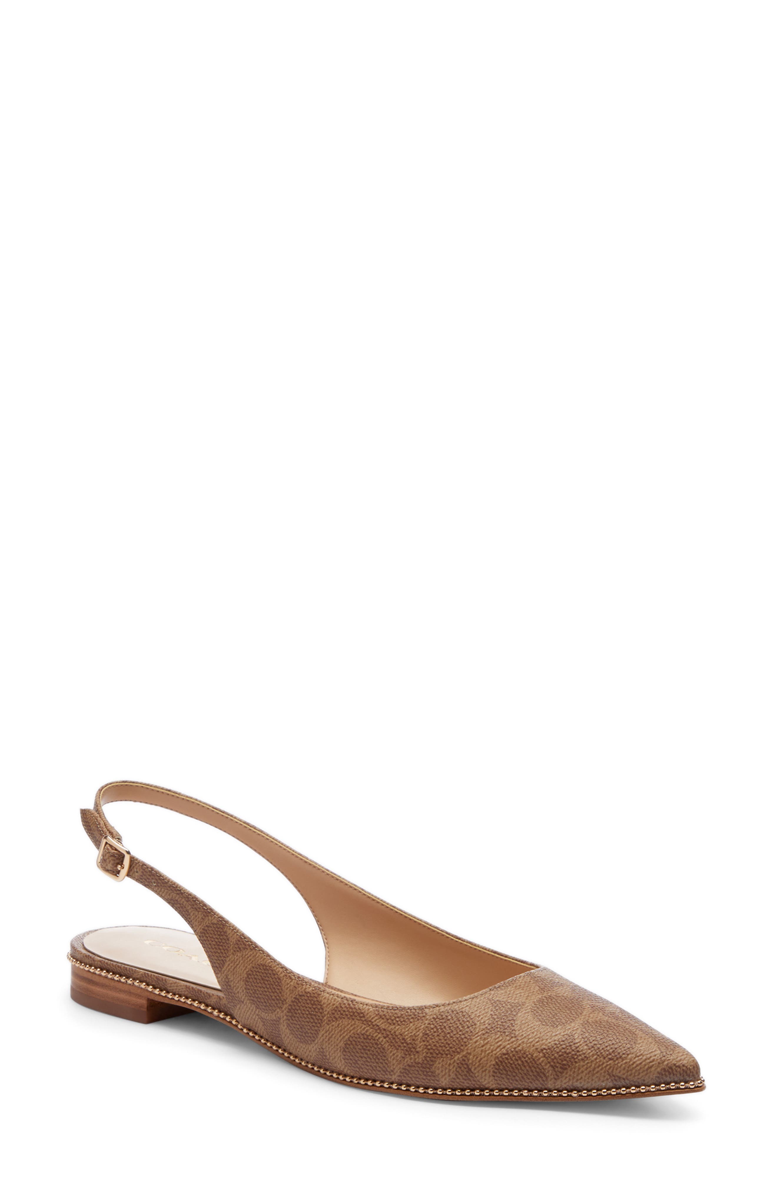 COACH Claire Slingback Pointed Toe Flat, Main, color, Tan