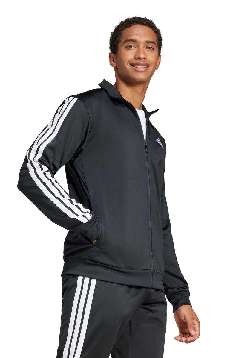 adidas Essentials Warm-Up 3-Stripes Track Jacket, Alternate, color, Black/ White