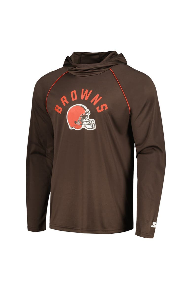 Men's Starter Brown Cleveland Browns Raglan Long Sleeve Hoodie T-Shirt, Alternate, color, Brown