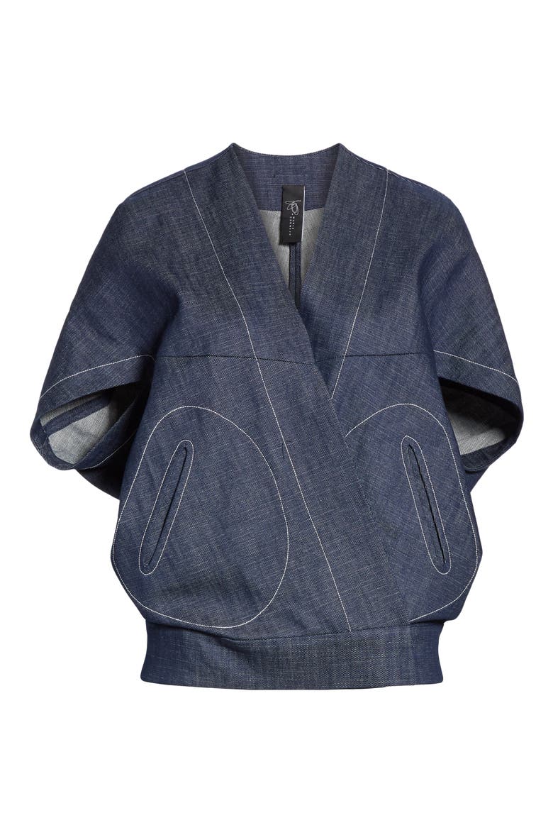 Hex Denim Shrug, Alternate, color, INDIGO