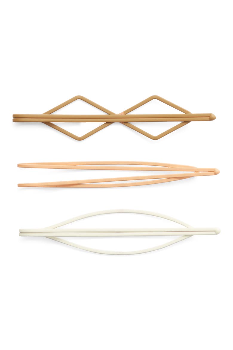 Three-Pack Geo Coated Acetate Hairpins, Alternate, color, EARTHEN SAND MULTI