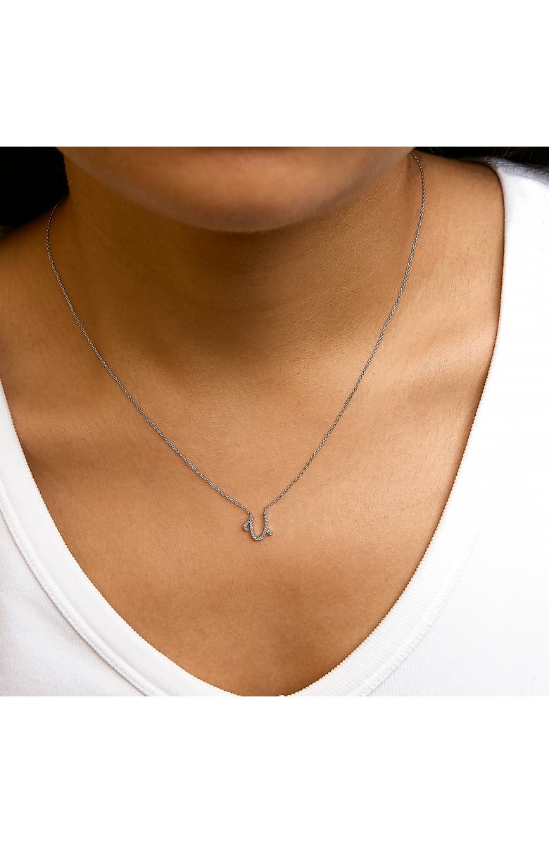 Haus of Brilliance 10K Gold Diamond Accent A-Z Initial Script Style Pendant Necklace, Alternate, color, White | U