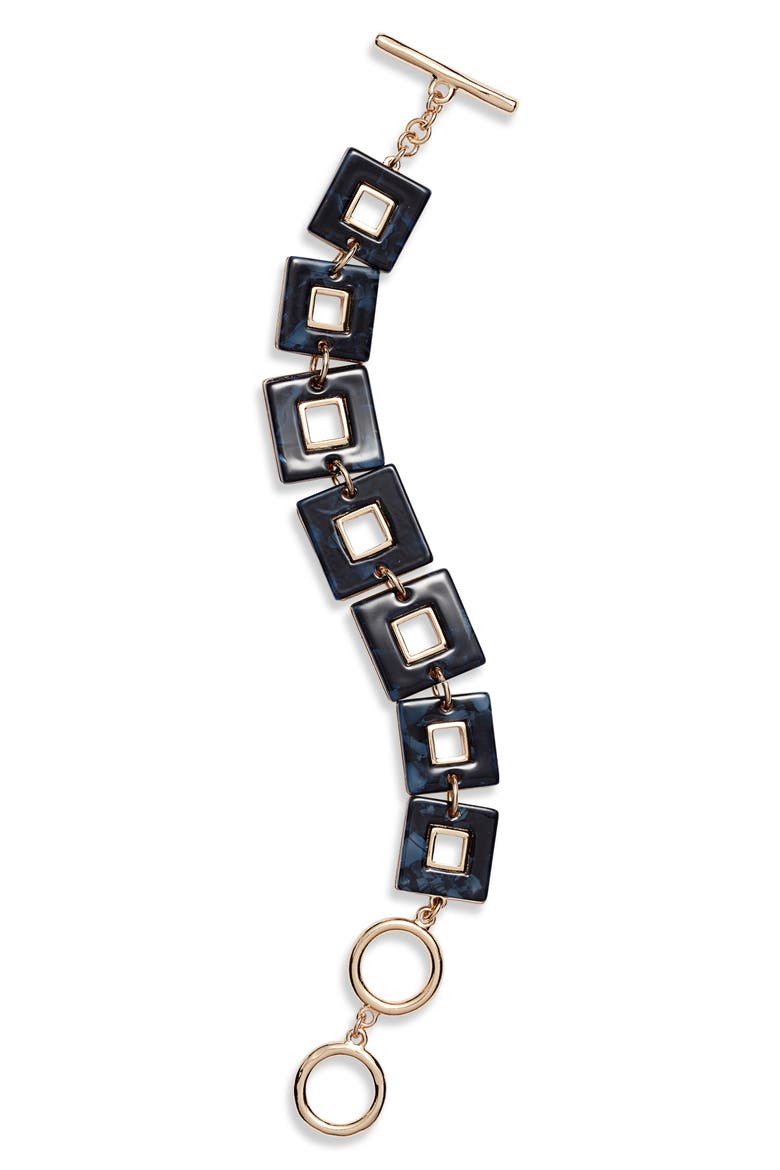 Rectangle Link Bracelet, Main, color, NAVY- GOLD