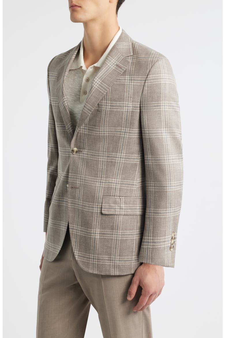 Hyperlight Soft Tan Plaid Wool Sport Coat, Alternate, color, TAN
