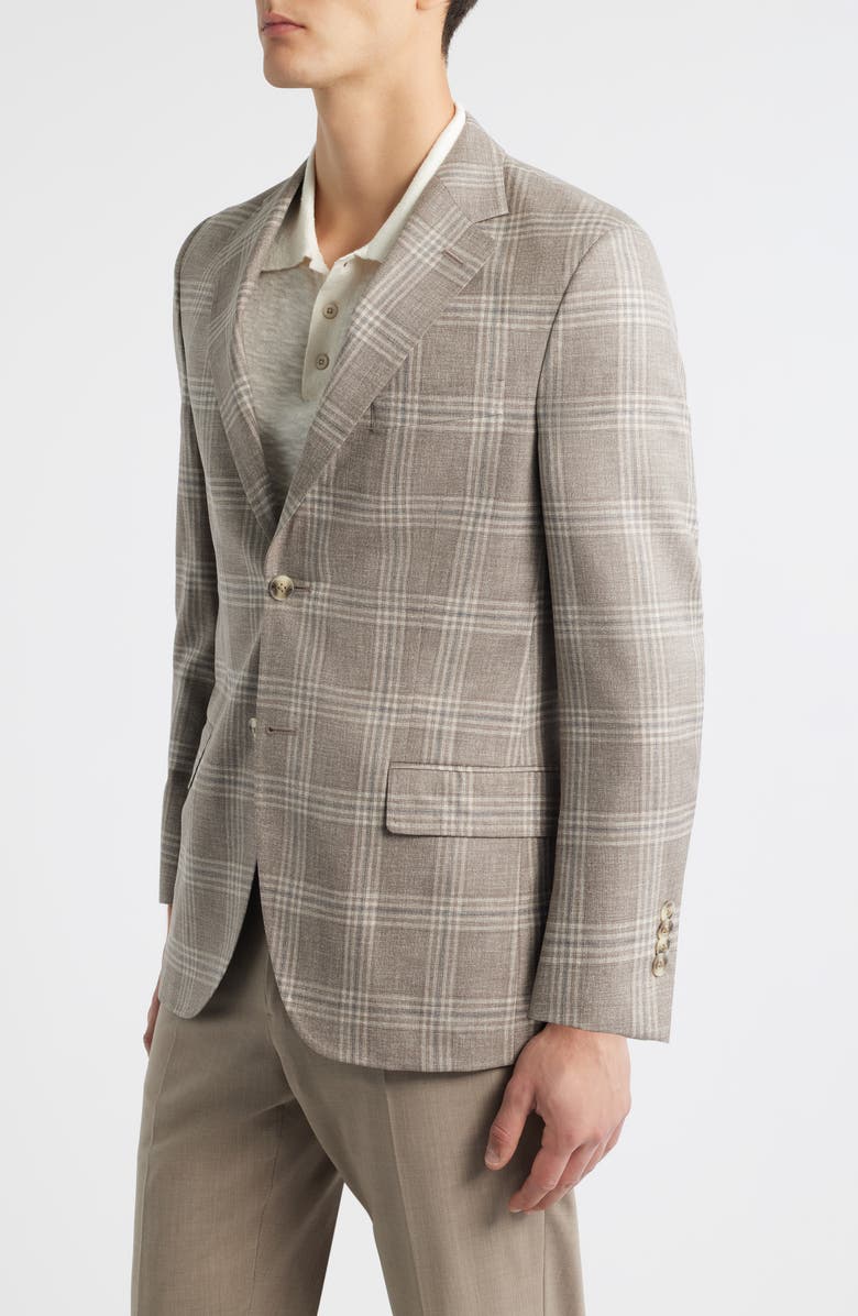 Peter Millar Hyperlight Soft Tan Plaid Wool Sport Coat, Alternate, color, Tan