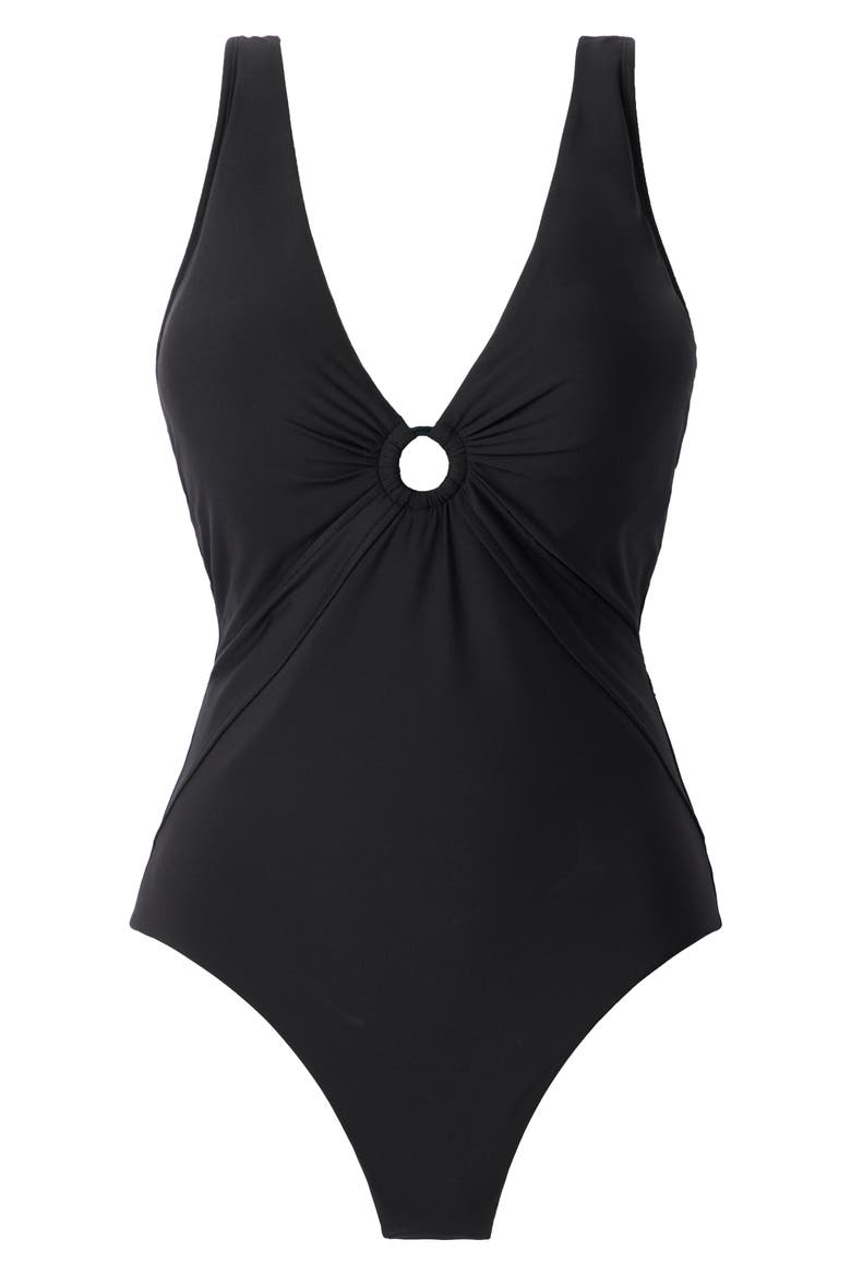 Blakely Ring Detail One-Piece Swimsuit, Alternate, color, BLACK