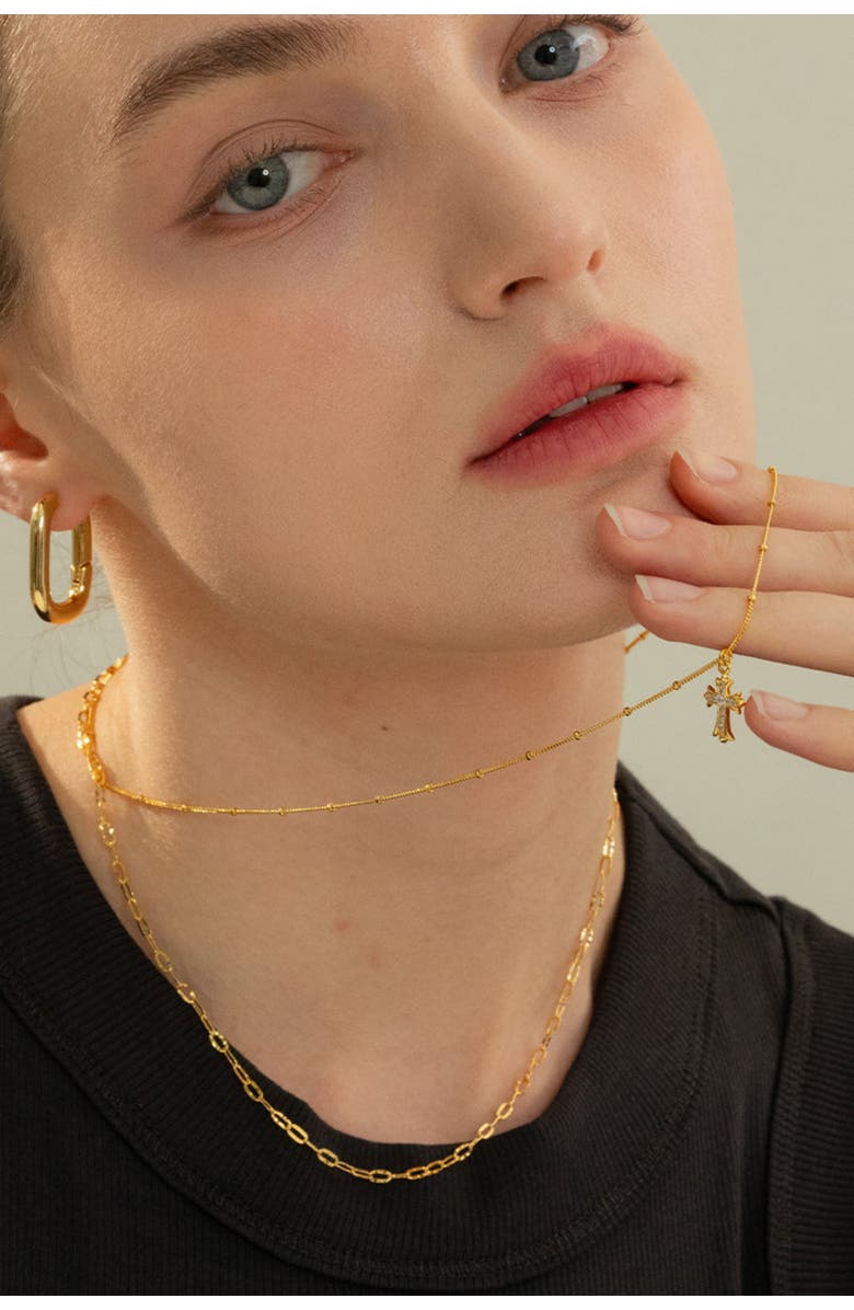 Bearfruit Jewelry Sterling Silver 18k Gold Plated Isla Cross Necklace Holiday Gift Idea, Alternate, color, Gold