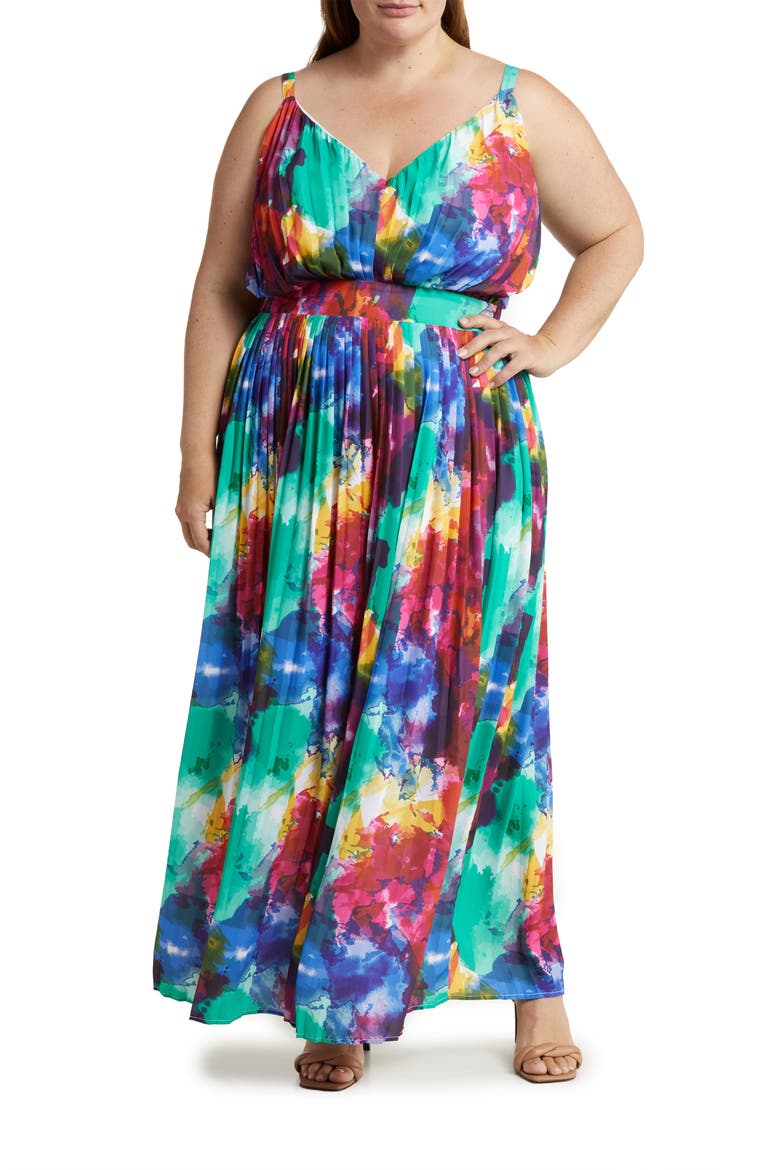 Waterworld Patterned Maxi Dress, Main, color, WATER WORLD RIPPLE