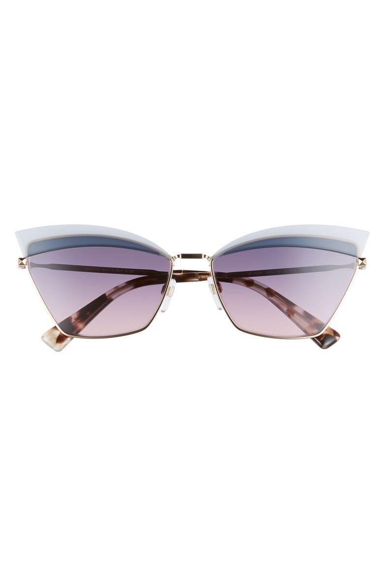 60mm Cat Eye Sunglasses, Alternate, color, ROSE GOLD/ BLUE