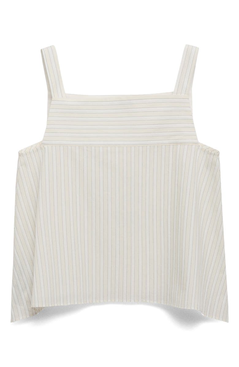 MANGO Striped Cotton Crop Tank, Main, color, Ecru